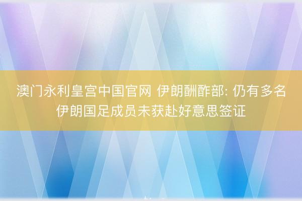 澳门永利皇宫中国官网 伊朗酬酢部: 仍有多名伊朗国足成员未获赴好意思签证