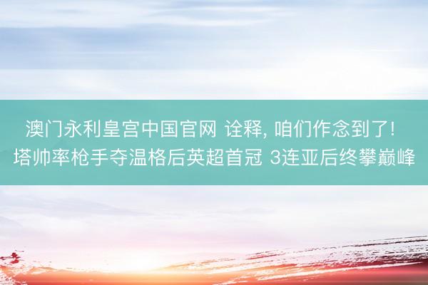 澳门永利皇宫中国官网 诠释， 咱们作念到了! 塔帅率枪手夺温格后英超首冠 3连亚后终攀巅峰