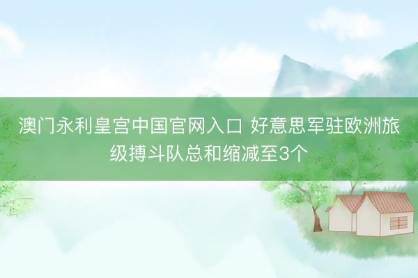 澳门永利皇宫中国官网入口 好意思军驻欧洲旅级搏斗队总和缩减至3个