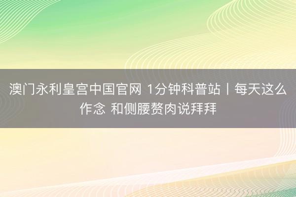 澳门永利皇宫中国官网 1分钟科普站丨每天这么作念 和侧腰赘肉说拜拜