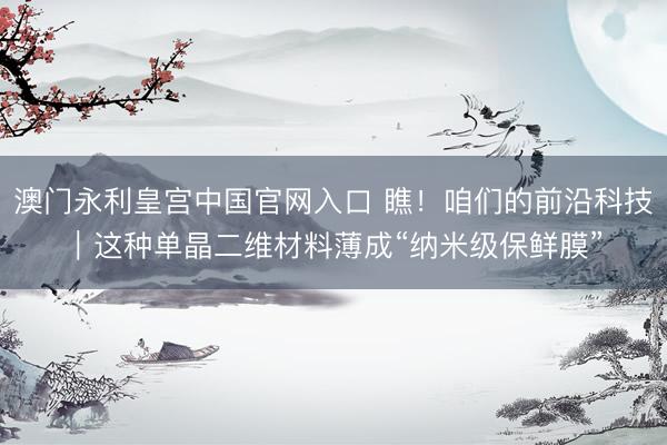 澳门永利皇宫中国官网入口 瞧！咱们的前沿科技｜这种单晶二维材料薄成“纳米级保鲜膜”
