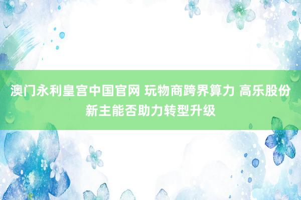 澳门永利皇宫中国官网 玩物商跨界算力 高乐股份新主能否助力转型升级