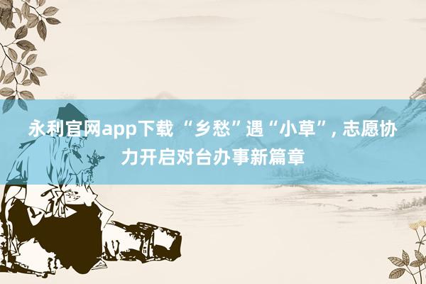 永利官网app下载 “乡愁”遇“小草”， 志愿协力开启对台办事新篇章