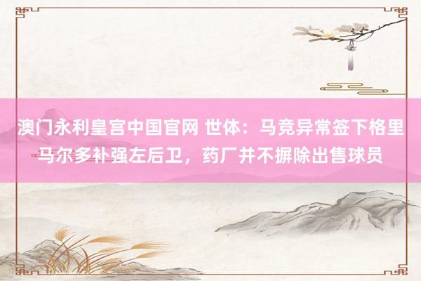 澳门永利皇宫中国官网 世体：马竞异常签下格里马尔多补强左后卫，药厂并不摒除出售球员